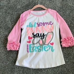 Easter top with ruffled ¾ sleeves